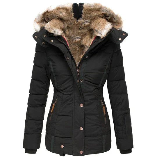 Jacken warme Winterjacke mit Fellkapuze und weichem Innenfutter