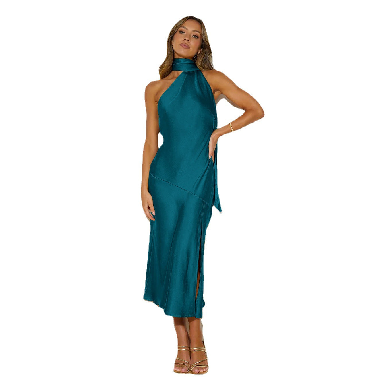 Drapea™ – Damen Kleid mit Eleganter Drapierung und Raffiniertem Split