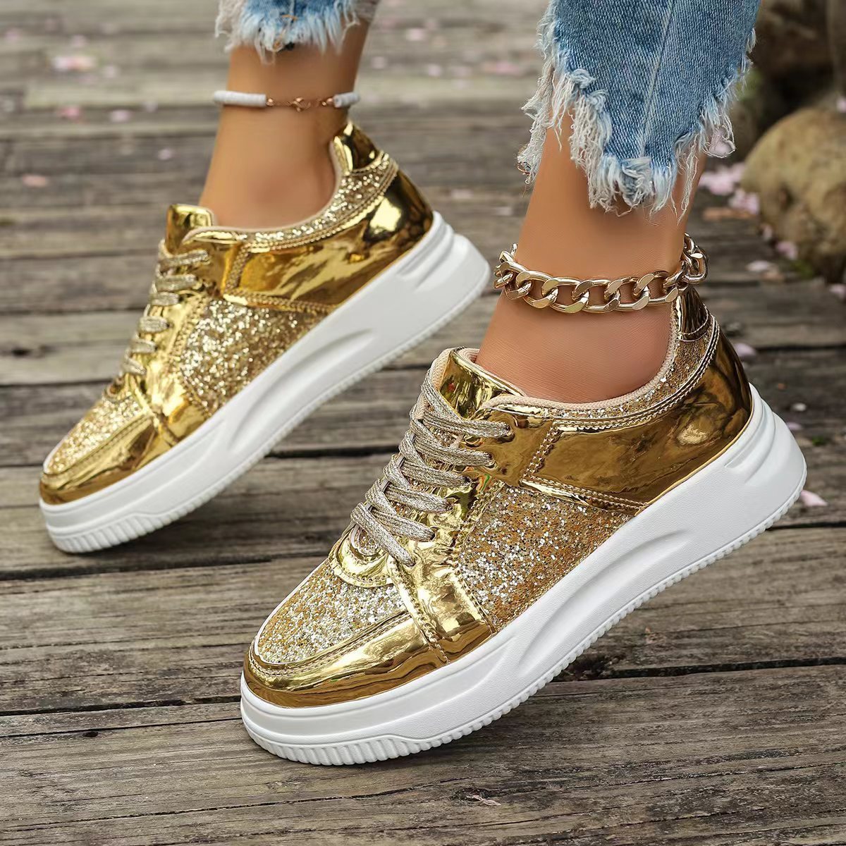 GlimmerStep™ – Damen Schnürschuhe mit Pailletten Bequem und Stilvoll 2