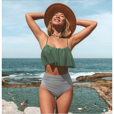 CaraCamilla™ – Damen Bikini Hochtailliert mit Rüschen und Verstellbaren Trägern 2