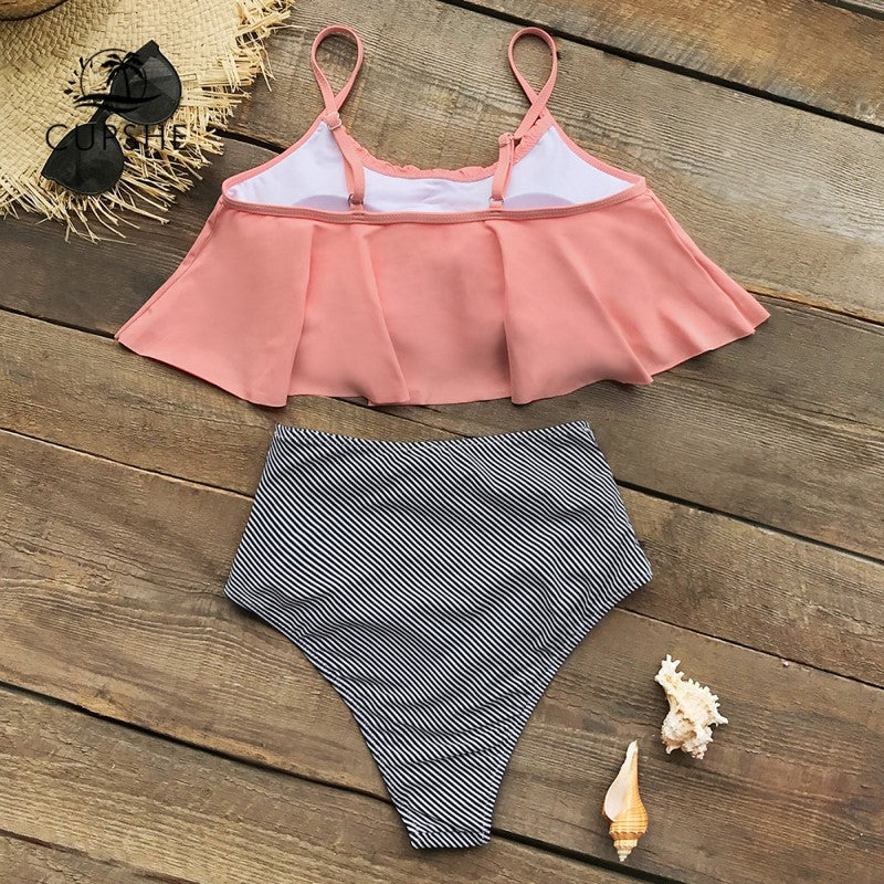 CaraCamilla™ – Damen Bikini Hochtailliert mit Rüschen und Verstellbaren Trägern 4