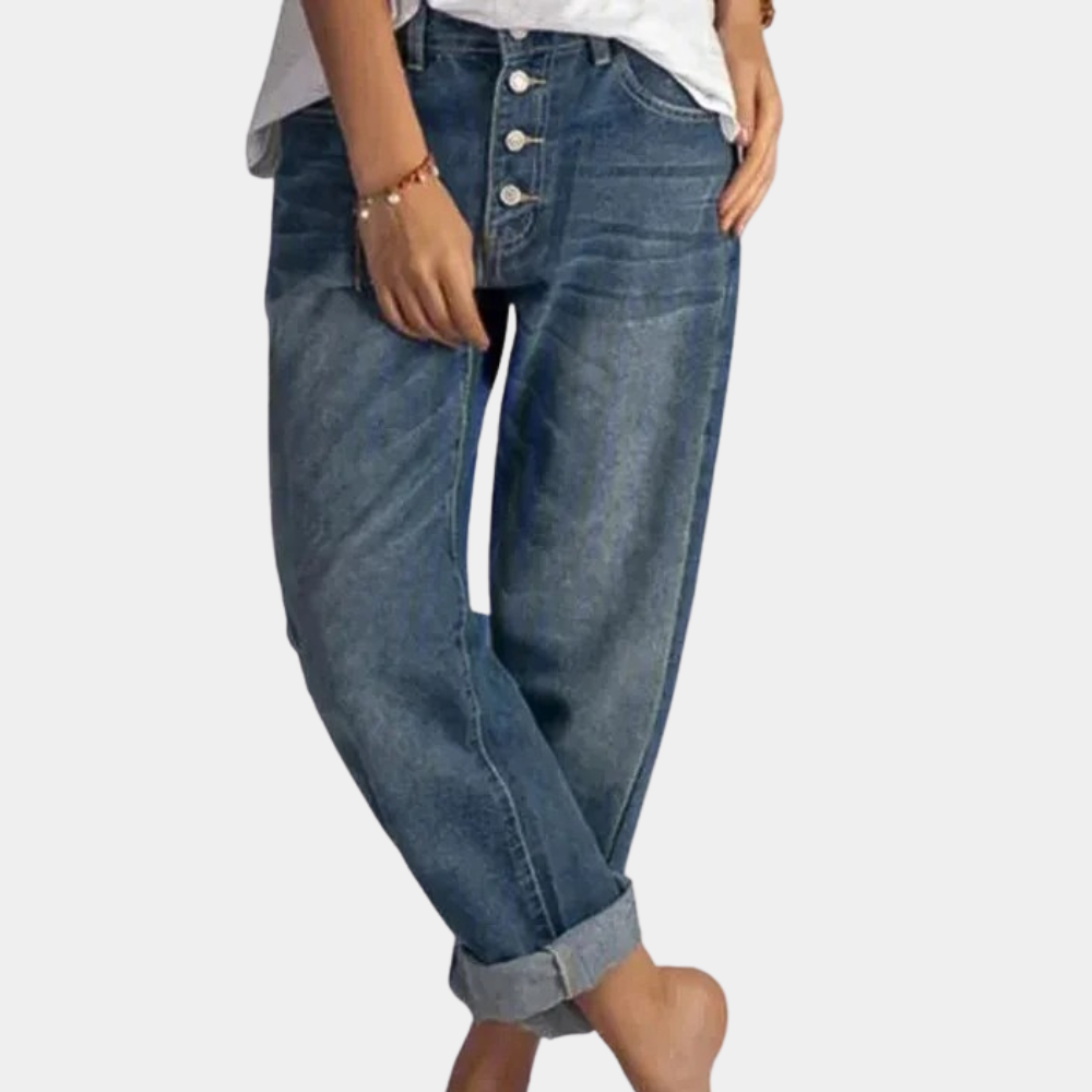 High-Waist-Jeans Damen Modisch Schmal