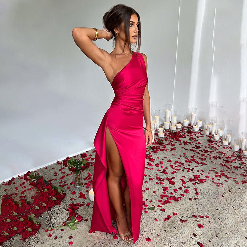 WOLF™ – Damen Maxikleid Sommer Ein-Schulter-Design Atmungsaktiv & Elegant-4