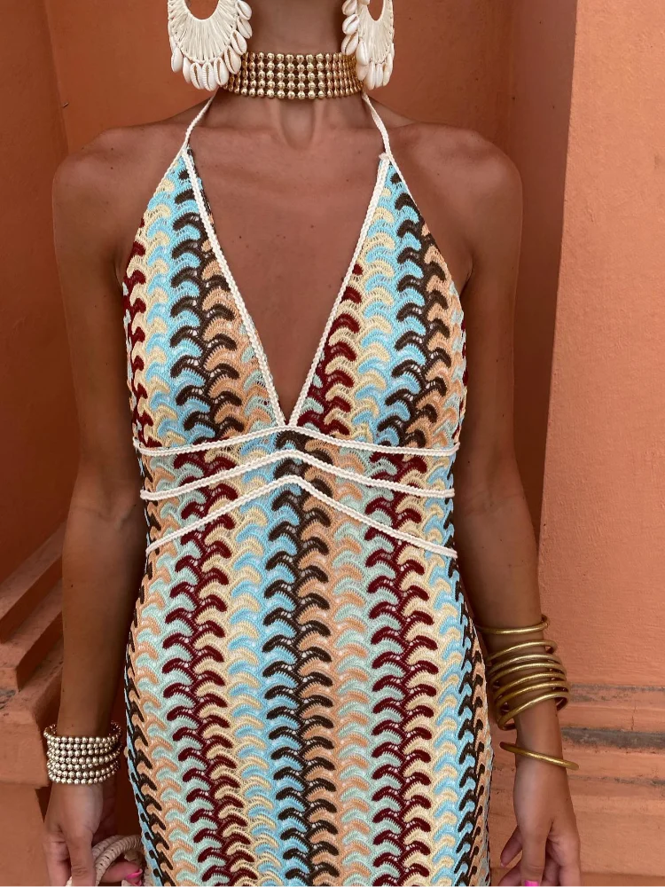 Joanna™ – Damen Sommerkleid mit Eleganten V-Ausschnitt und Häkeldesign-3