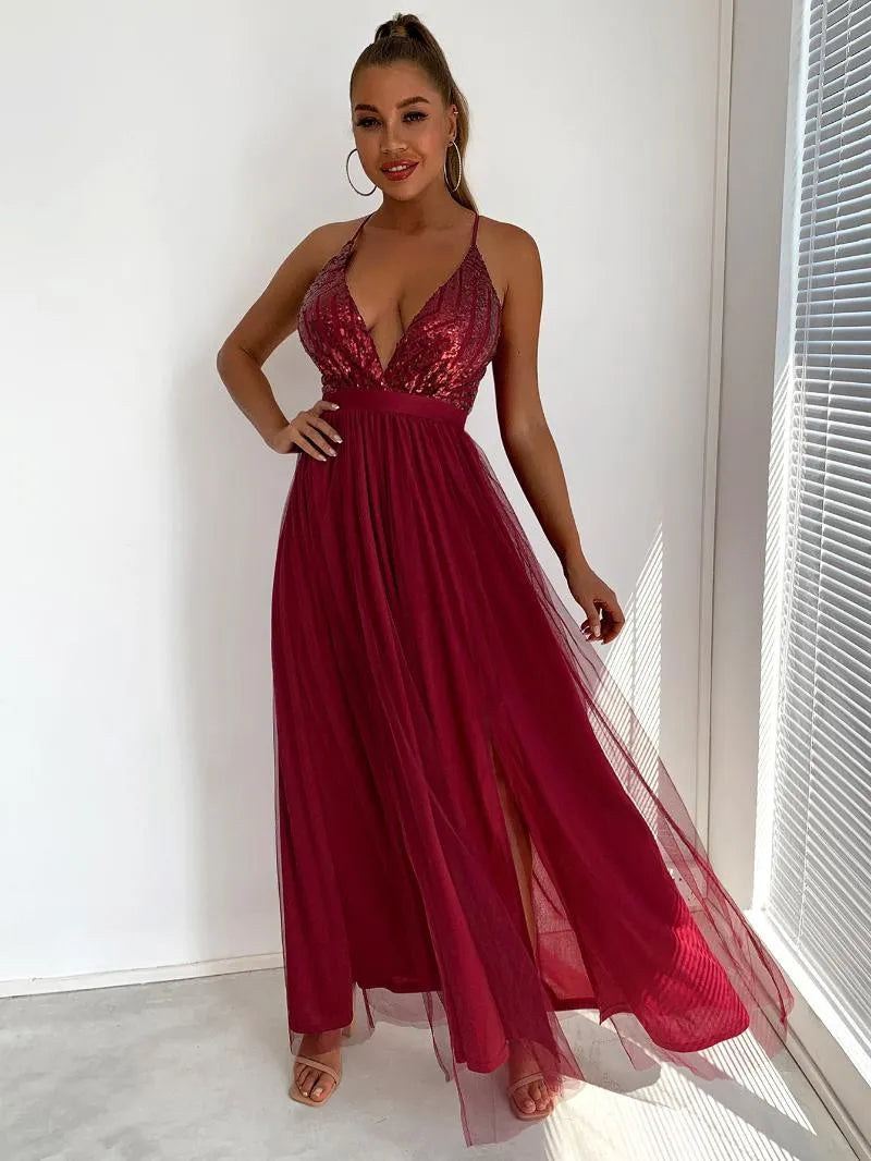 Margaux™ – Damen Abendkleid mit Verführerischem V-Ausschnitt und Luxuriösem Mesh-6