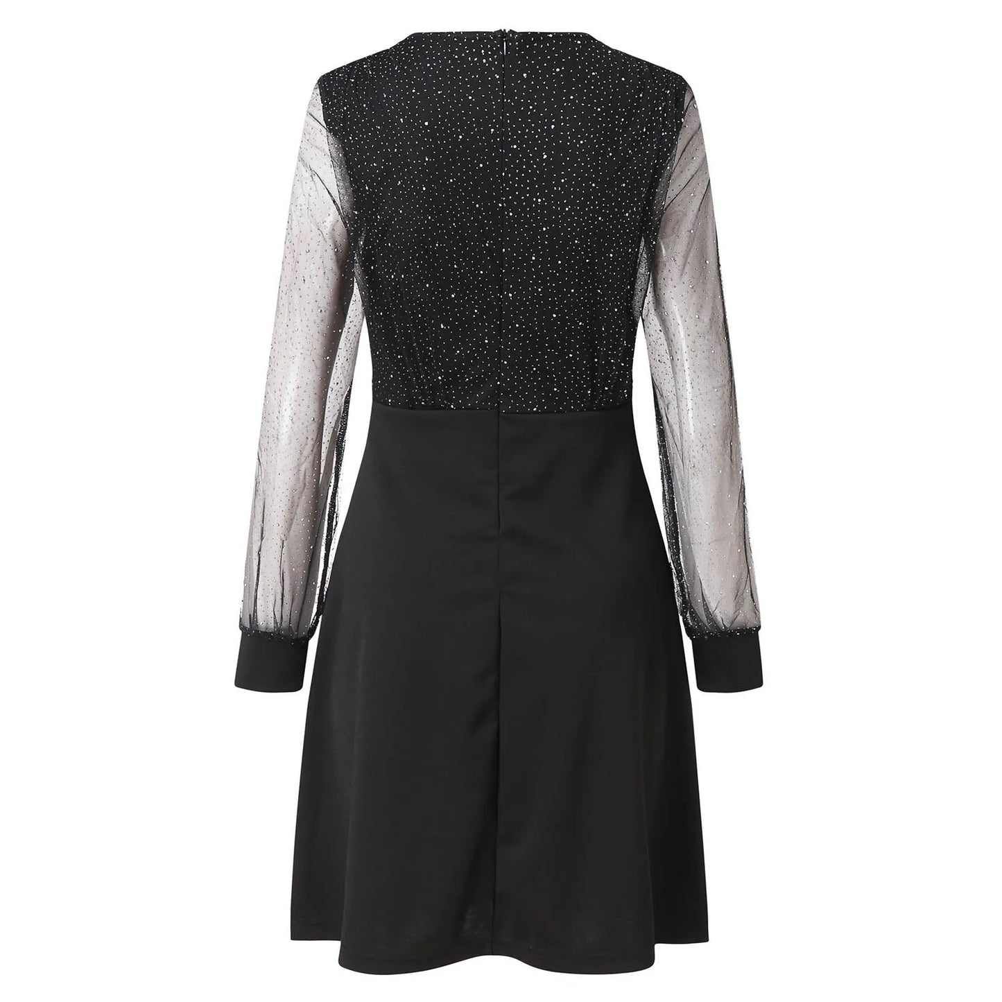 Glamourchic™ – Damen Abendkleid Lang mit Glitzerärmeln und V-Ausschnitt-6