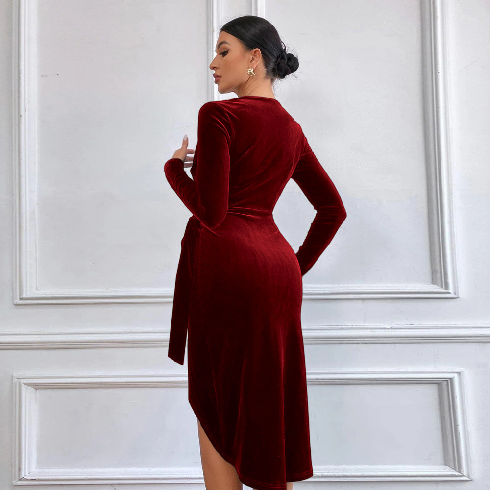Velloria™ – Damen Midi Kleid Festlich mit V-Ausschnitt & A-Linien-Schnitt-5