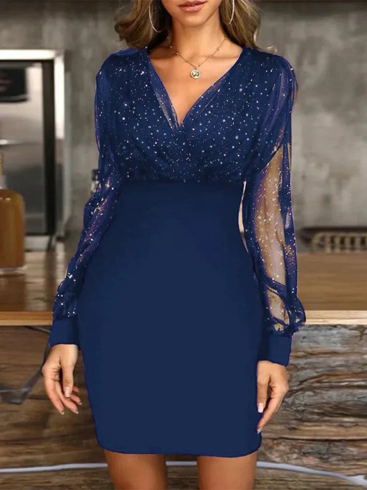 Elegancefemme™ – Damen Abendkleid mit V-Ausschnitt & Eleganter Silhouette-1