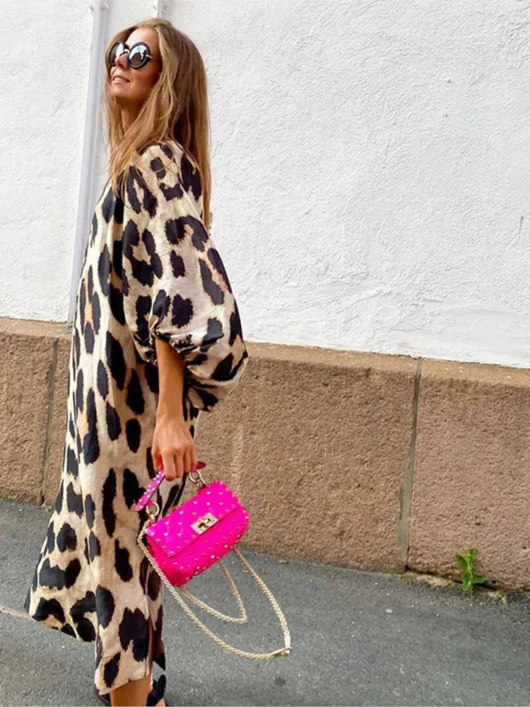 Leopardchic™ – Damen Sommerkleid mit Eleganten Leopardenmuster & Lockeren Schnitt-4