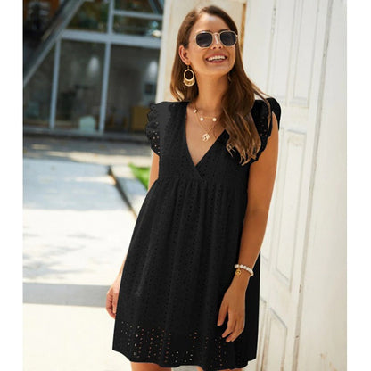 Kurzes Sommerkleid mit Volantärmeln Modern Damenschuhe - Elarova