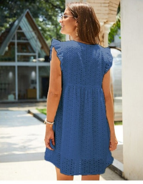 Kurzes Sommerkleid mit Volantärmeln Modern Damenschuhe