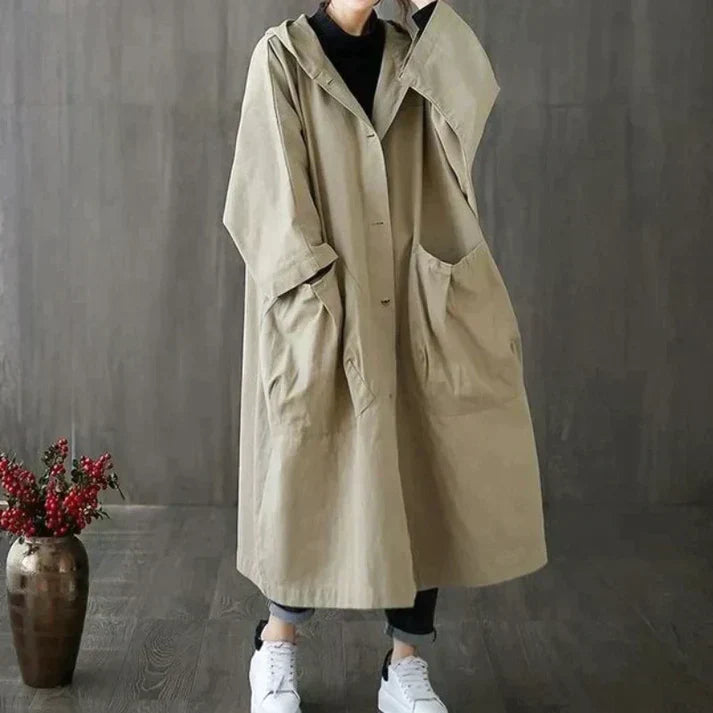 Damen Trenchcoat Oversized Modern Lang