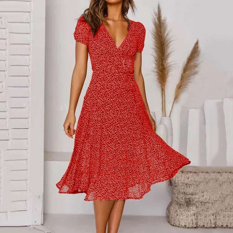 Krystale™ – Damen A-Linien-Kleid mit V-Ausschnitt für Elegante Anlässe-6
