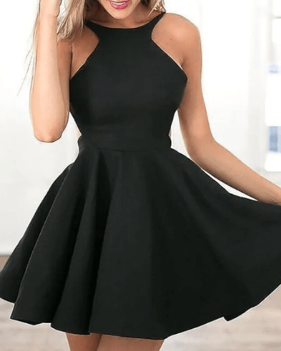 Damen Sommerkleid Halterneck Elegant Kurz