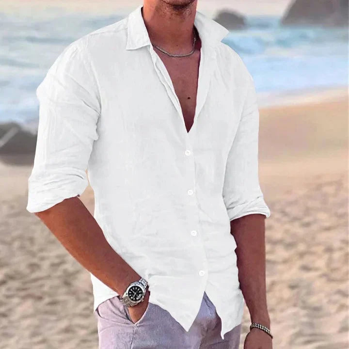Herren Hemd Baumwolle Weiß Modern Matt - Elarova