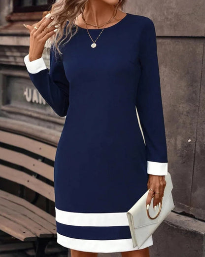 Damenkleid Blau Elegant Klassisch Mittelteil