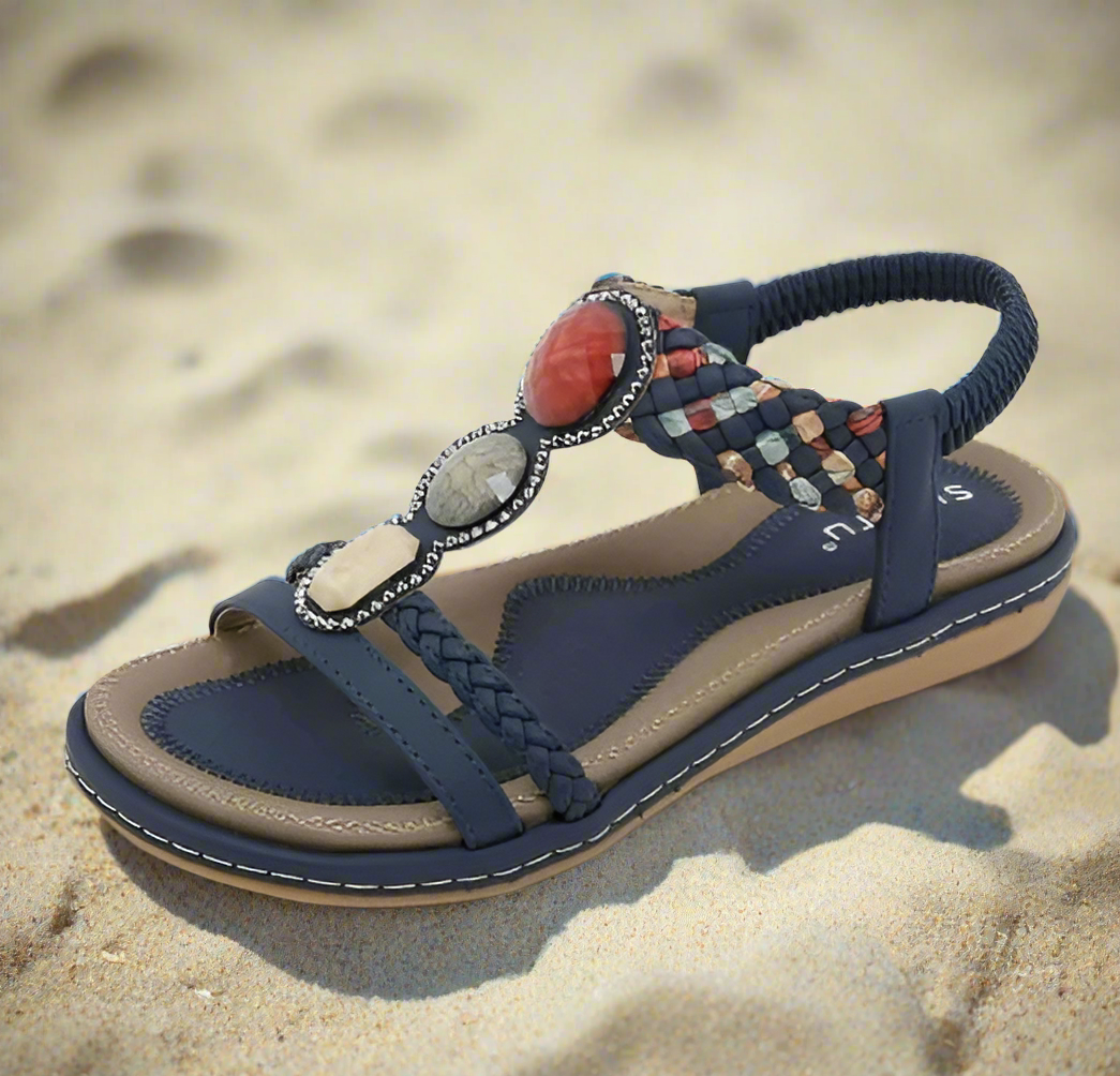 Damen Sandalen Flach Schlicht Elegant
