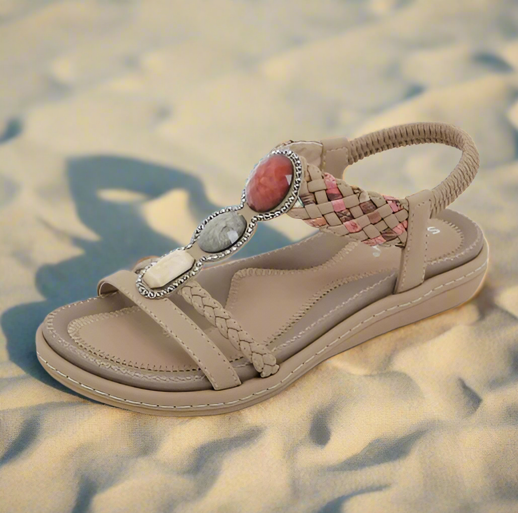 Damen Sandalen Flach Schlicht Elegant