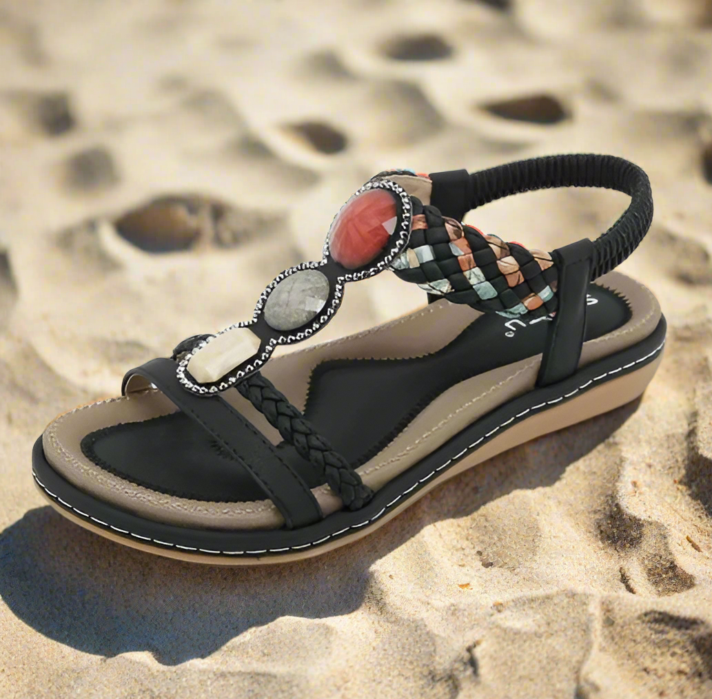 Damen Sandalen Flach Schlicht Elegant - Elarova