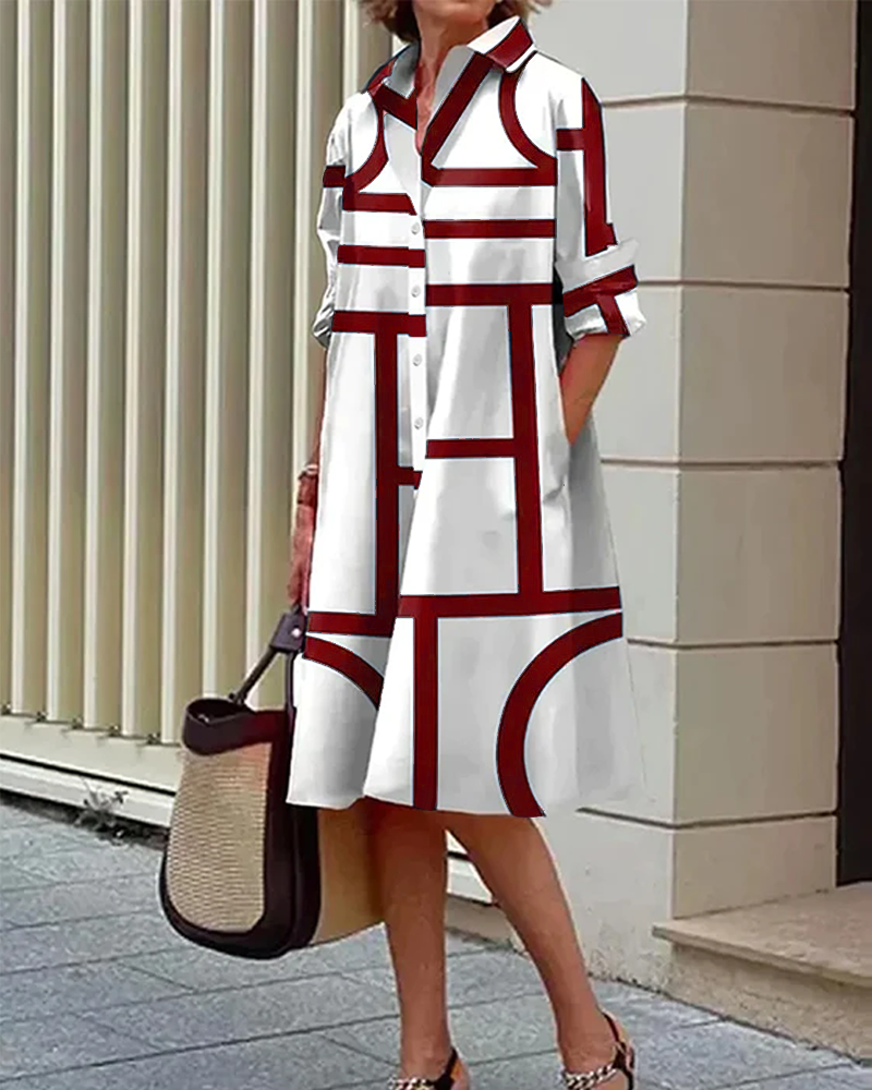 Variant image for Estelle™ – Damen Kleid mit Geometrischem Druck & Praktischen Taschen-9