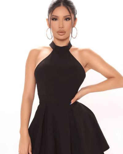 Damen Sommerkleid Halterneck Elegant Kurz