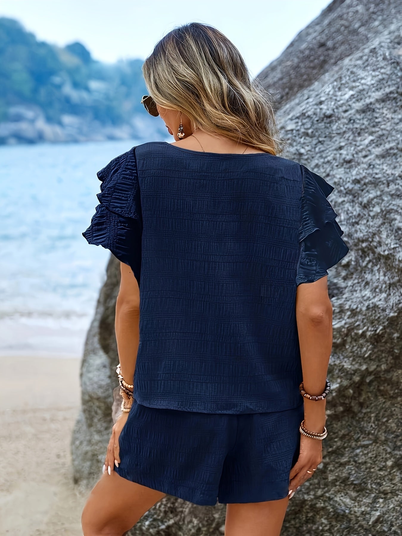 Fledermaus-Ärmel-Set Lockere Shorts Damen