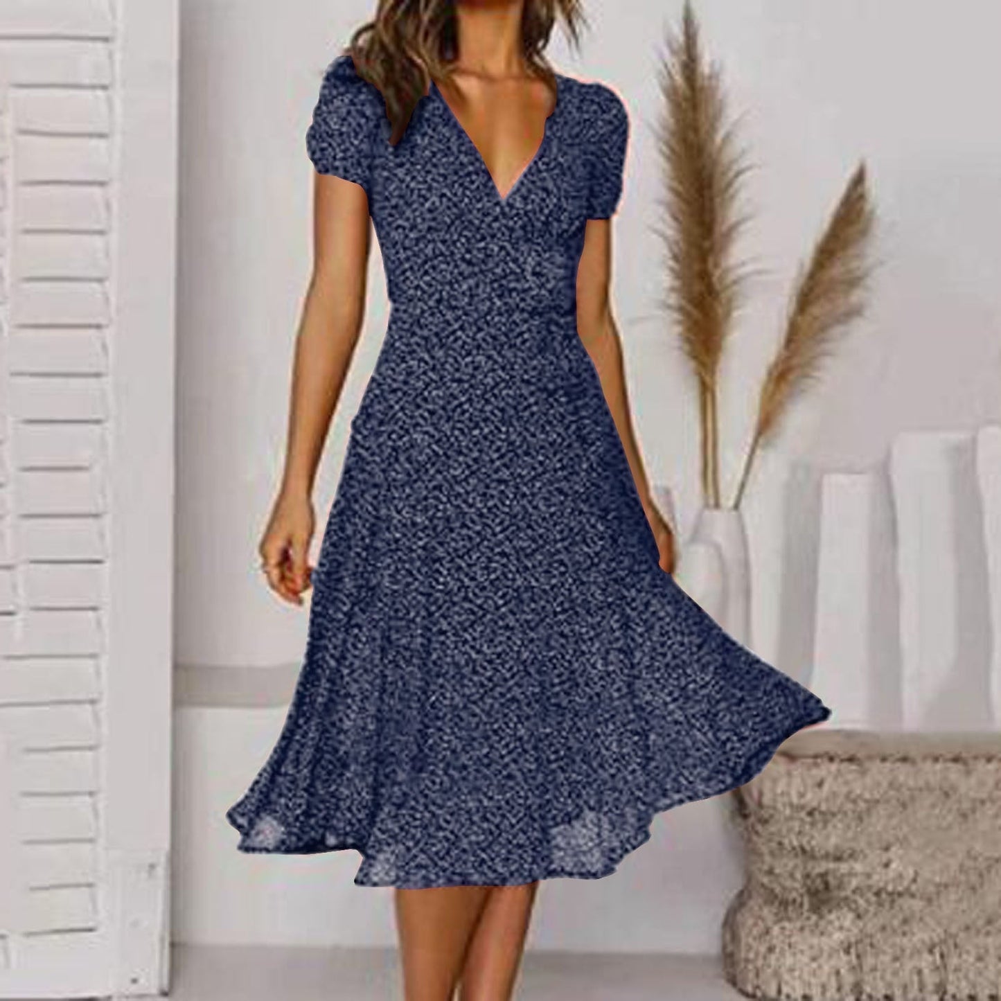 Krystale™ – Damen A-Linien-Kleid mit V-Ausschnitt für Elegante Anlässe-3