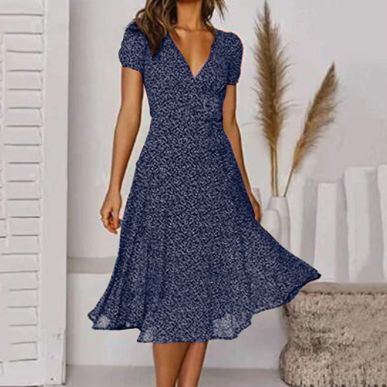Krystale™ – Damen A-Linien-Kleid mit V-Ausschnitt für Elegante Anlässe-3
