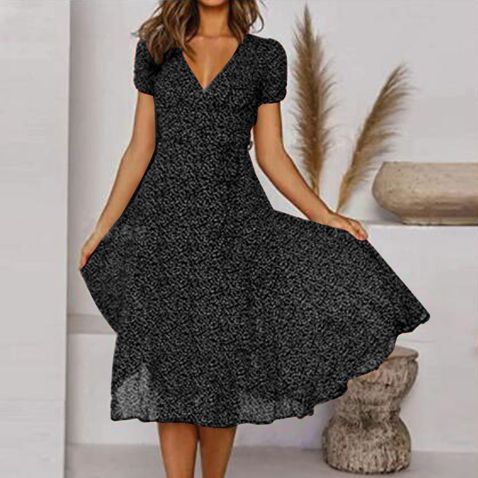Krystale™ – Damen A-Linien-Kleid mit V-Ausschnitt für Elegante Anlässe-4