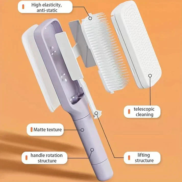 Haarbürste Selbstreinigend 4in1 Glattes Haar