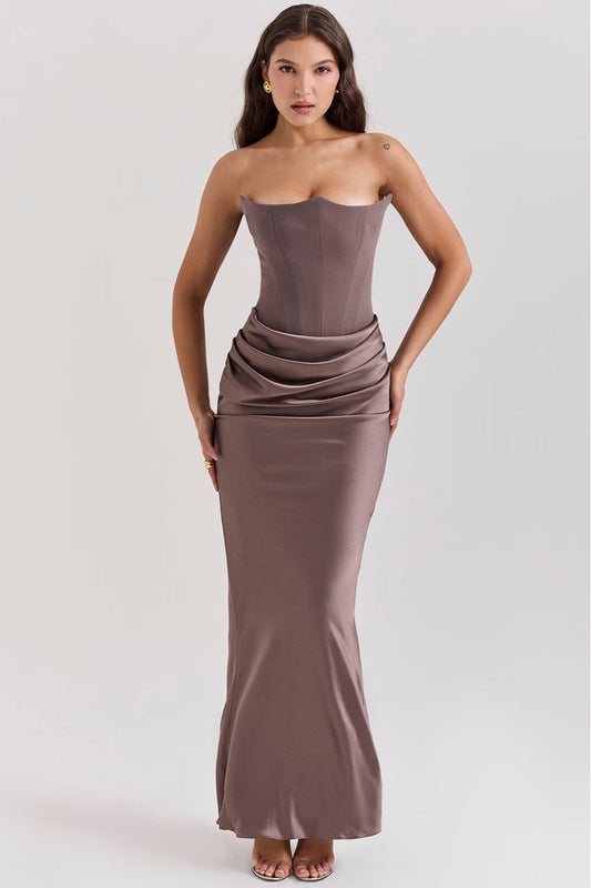 Priscilla™ – Damen Abendkleid Off-Shoulder Elegante Silhouette aus Satin 1