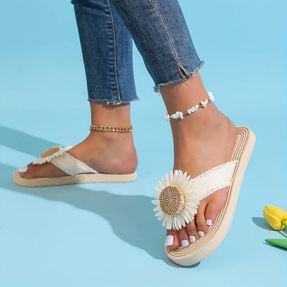 Boho Sandalen Damen Blumenmuster Slip-On