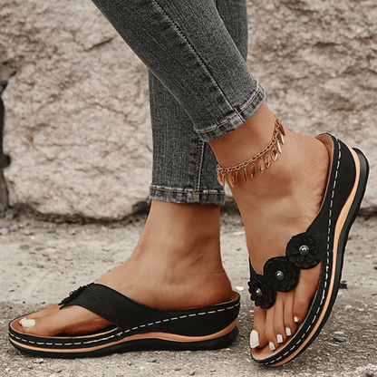 Damen Sandalen Orthopädisch Blumen Design
