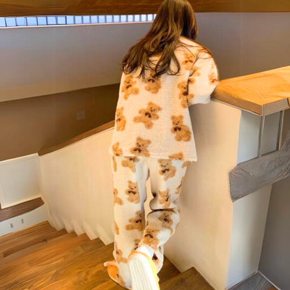 Weiches Bären-Pyjama-Set Damen Samt