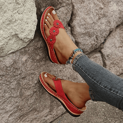Damen Sandalen Orthopädisch Blumen Design