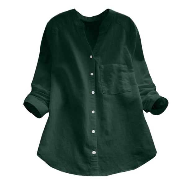 Damen Leinenhemd Langarm Elegante Sommerbluse