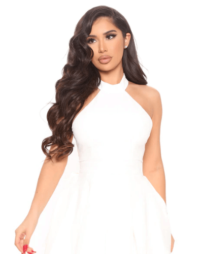 Damen Sommerkleid Halterneck Elegant Kurz