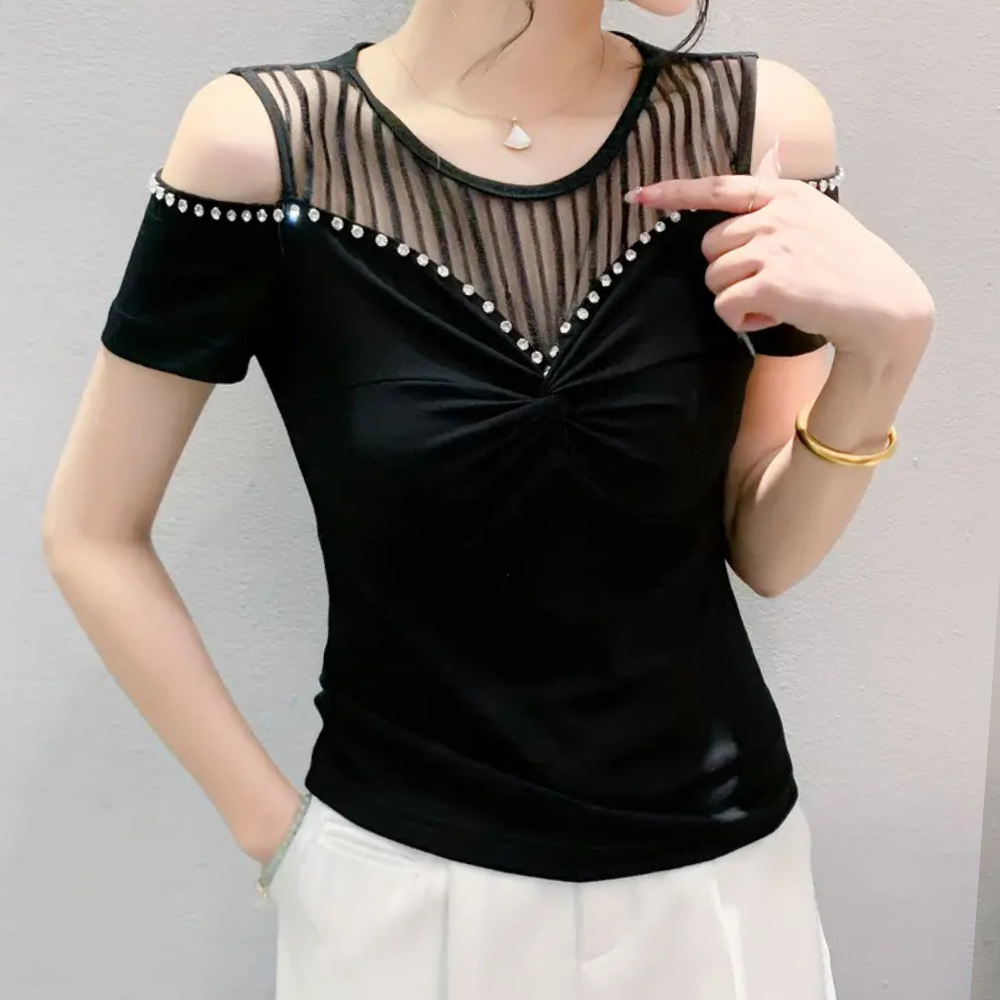 Damen Off Shoulder Top Sommer Oberteil Trendig