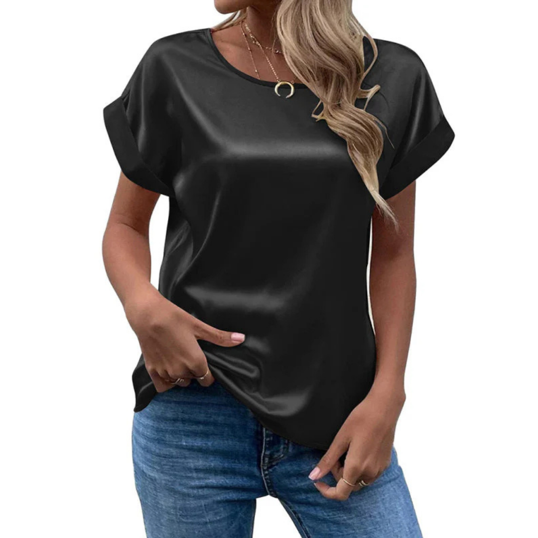 Damen Trendshirt Satiniert Locker Geschnitten