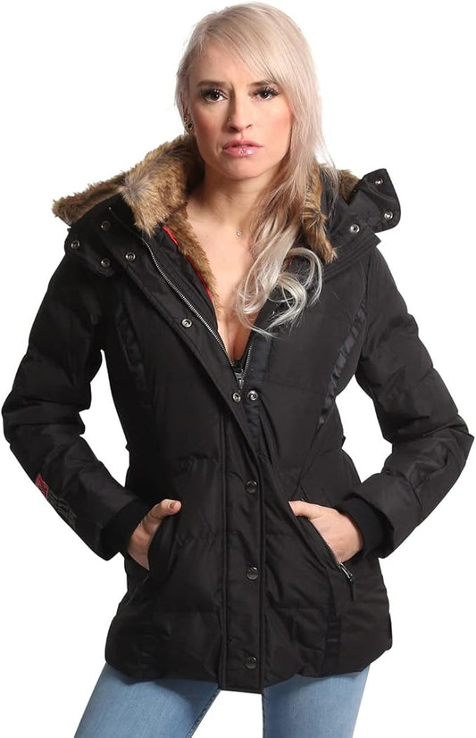 Jacken warme Winterjacke mit Fellkapuze und weichem Innenfutter