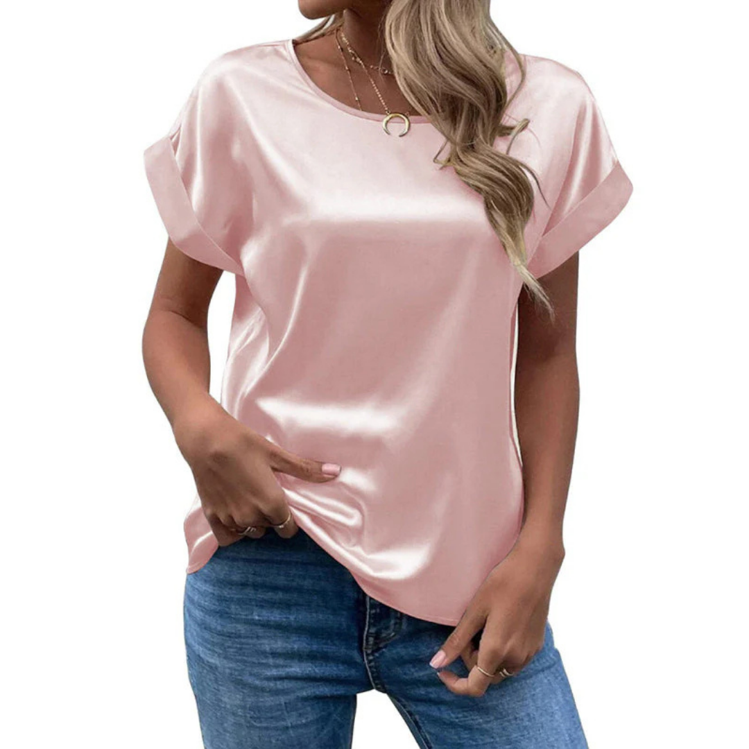 Damen Trendshirt Satiniert Locker Geschnitten