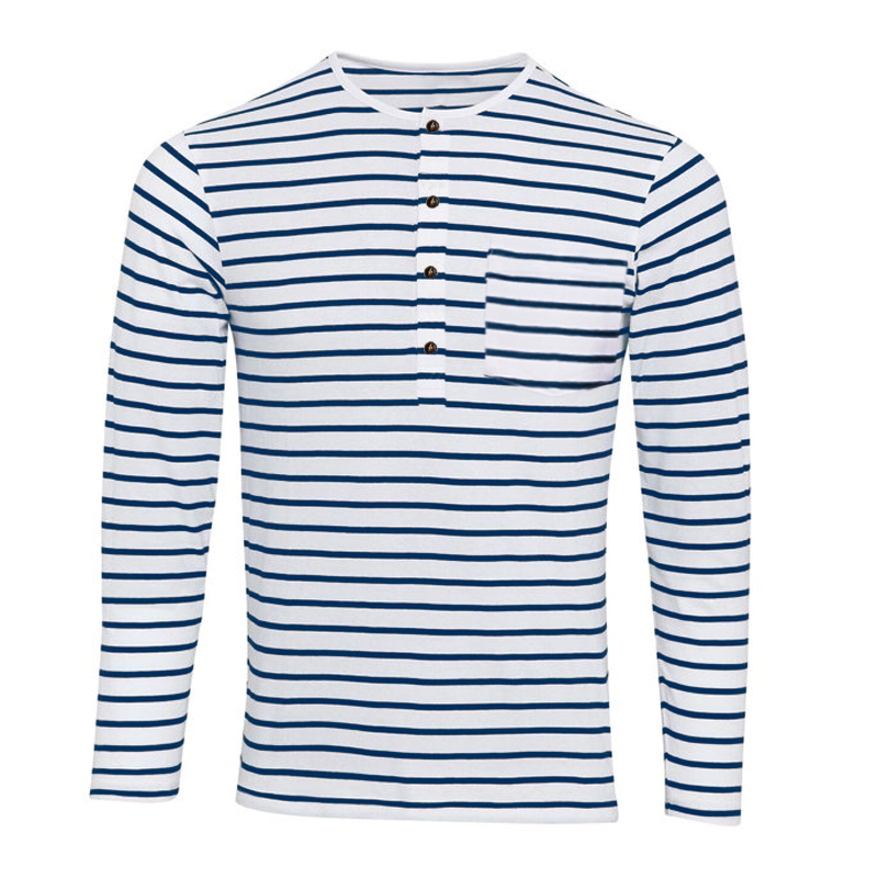 Herren Henley-Shirt Langarm Streifen