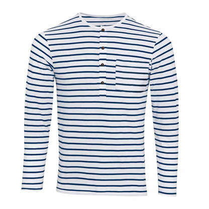 Herren Henley-Shirt Langarm Streifen