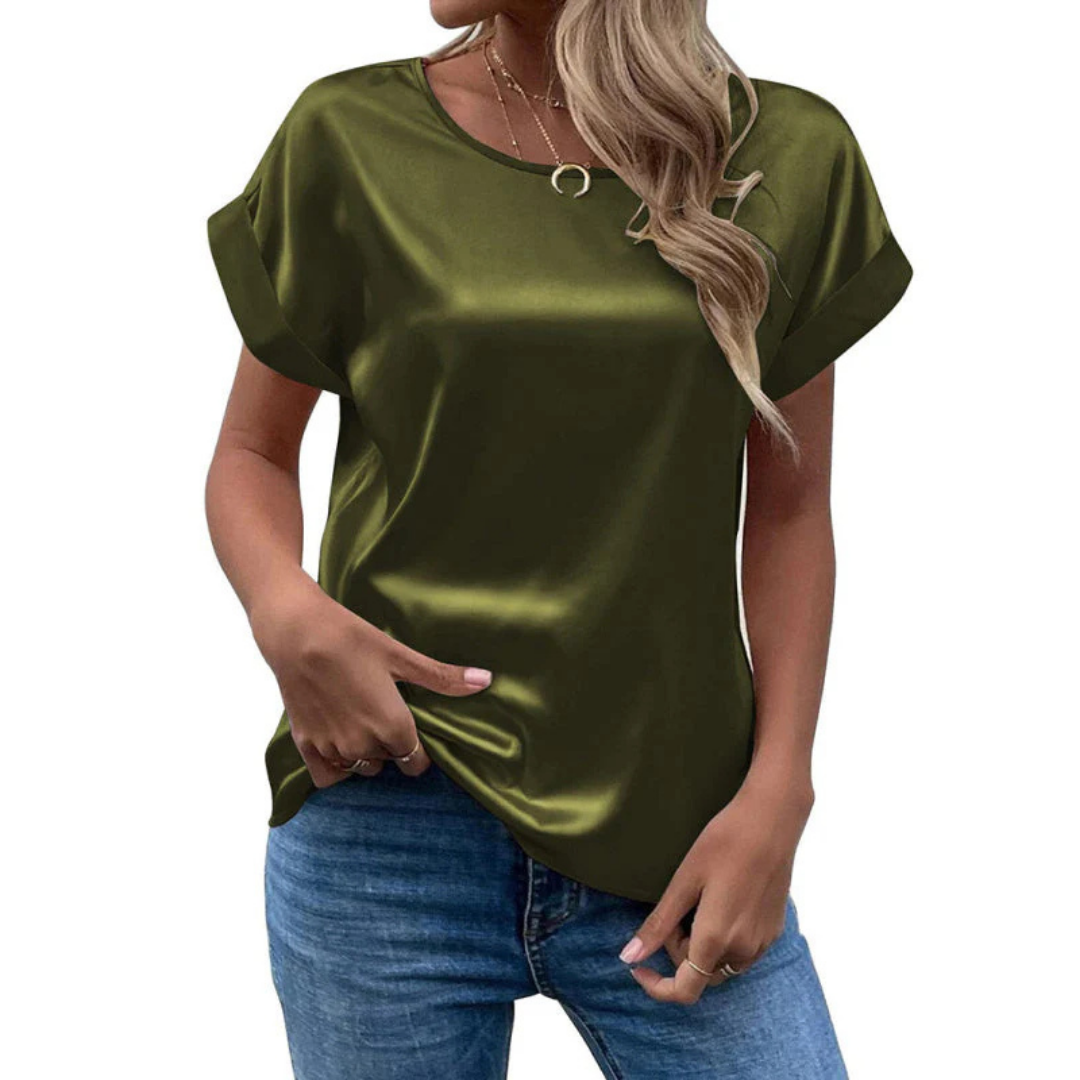 Damen Trendshirt Satiniert Locker Geschnitten