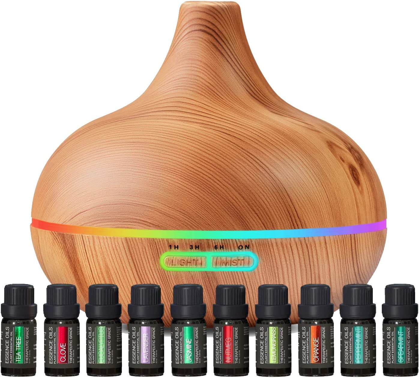 Ultraschall-Diffusor 400ml mit 10 ätherischen Ölen Set - Elarova