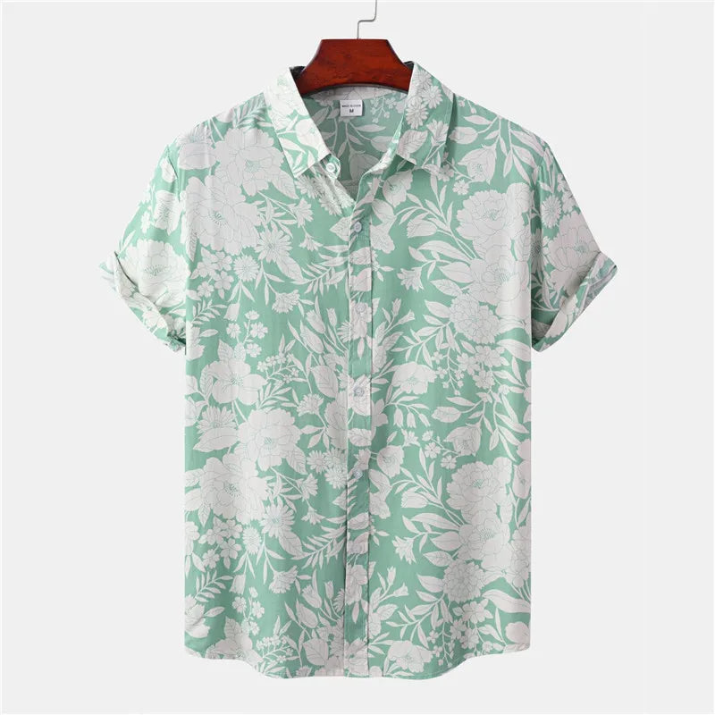 Herren Blumenhemd Leicht Baumwolle Sommer