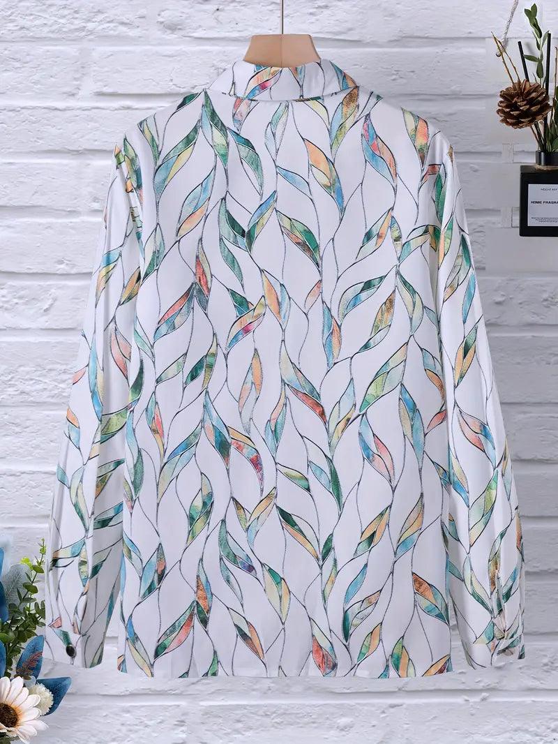 Damenbluse Modern mit Abstraktem Muster und Knöpfen