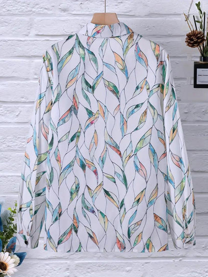 Damenbluse Modern mit Abstraktem Muster und Knöpfen