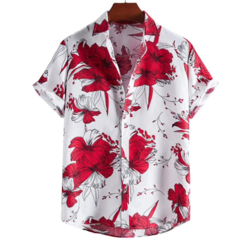 Herren Blumenhemd Leicht Baumwolle Sommer