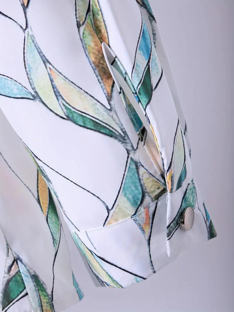 Damenbluse Modern mit Abstraktem Muster und Knöpfen